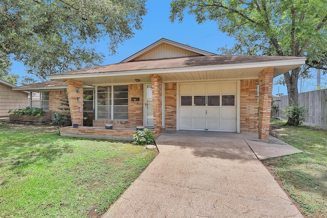 3919 Gardendale Dr, Houston, TX 77092 - ranch-style house with an attached garage, concrete driveway, a shingled roof, brick siding, and a porch
