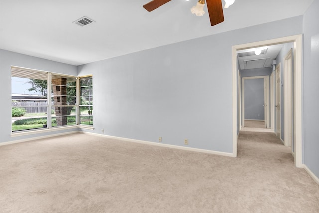 3919 Gardendale Dr, Houston, TX 77092 - unfurnished room with attic access, carpet flooring, ceiling fan, and baseboards