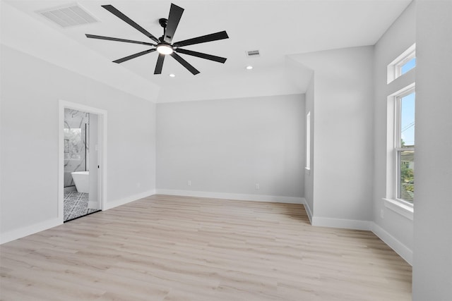 6613 Ave O, Houston, TX 77011 - spare room with plenty of natural light, light wood-style floors, ceiling fan, and recessed lighting