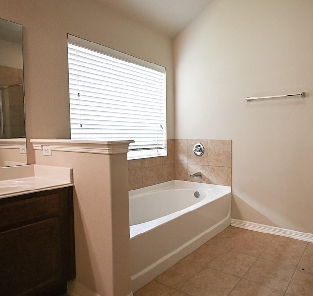 8239 Polaris Point Ln, Cypress, TX 77433 - full bath featuring a bath, vanity, and tile patterned floors