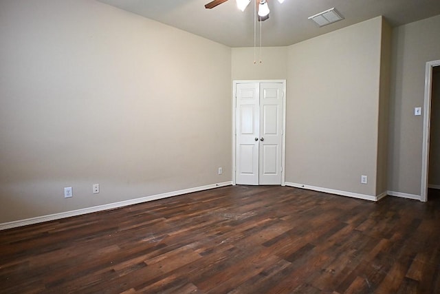 8239 Polaris Point Ln, Cypress, TX 77433 - unfurnished room featuring ceiling fan and dark wood-type flooring