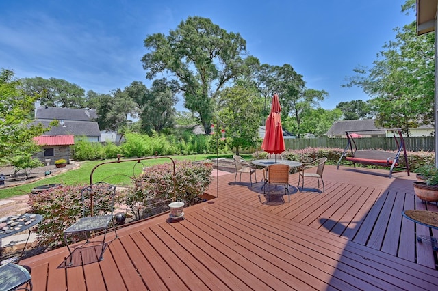 1026 Atchison St, Sealy, TX 77474 - wooden deck with outdoor dining space
