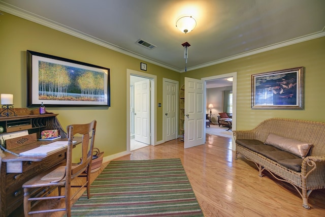 1026 Atchison St, Sealy, TX 77474 - office featuring crown molding and light wood-style flooring