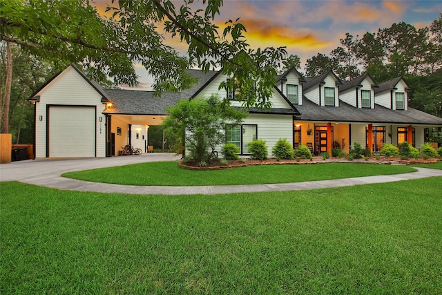 11698 Creek View Ln, Conroe, TX 77385 - view of front of property with concrete driveway, a front lawn, roof with shingles, and a porch