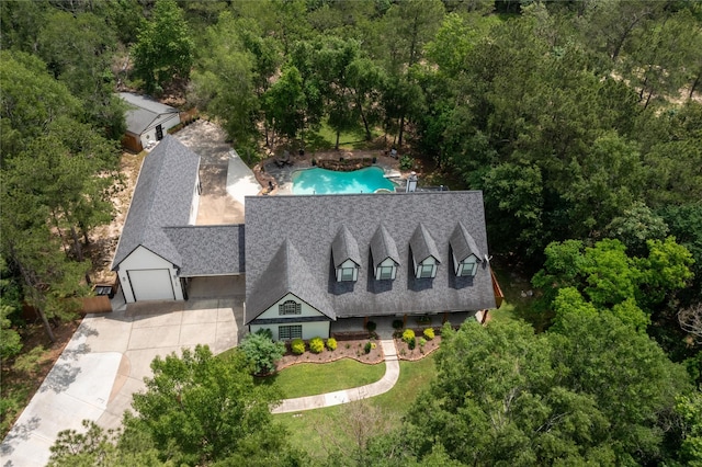 11698 Creek View Ln, Conroe, TX 77385 - view from above of property with a pool and a forest