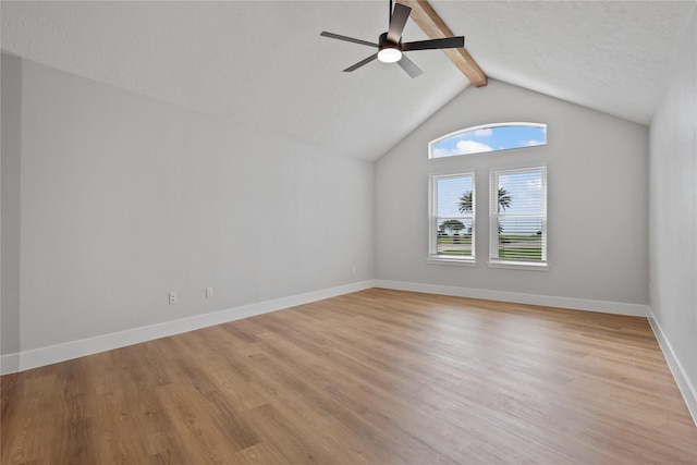 9035 N Point Dr, Beach City, TX 77523 - empty room with ceiling fan, light wood-style floors, and baseboards