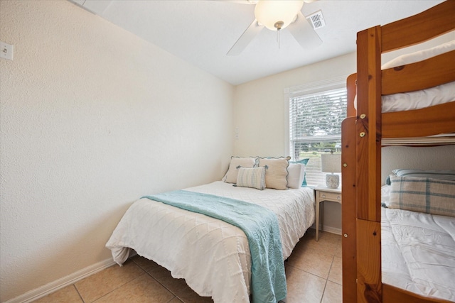 115 N River Place Rd, Rio Frio, TX 78879 - tiled bedroom with baseboards and a ceiling fan