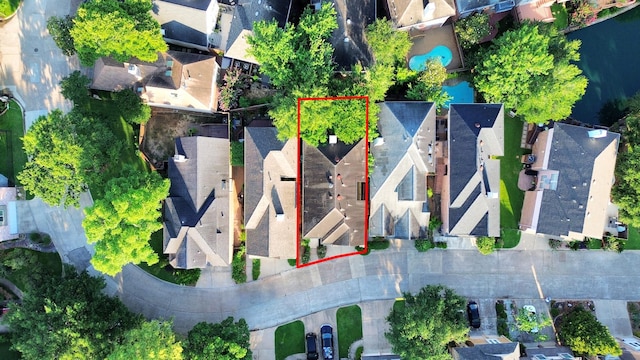 12819 Kingsbridge Ln, Houston, TX 77077 - aerial perspective of suburban area with property parcel outlined