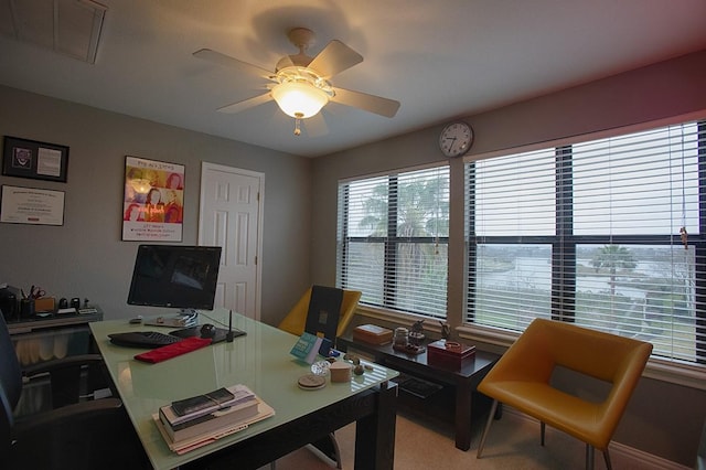 907 Davis Rd, League City, TX 77573 - office featuring light carpet and ceiling fan