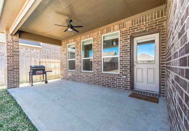 32322 Dusted Bronze Dr, Brookshire, TX 77423 - view of patio / terrace featuring a ceiling fan and a grill