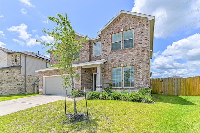 350 Selah Ct, Alvin, TX 77511 - traditional-style house featuring brick siding, concrete driveway, and a garage