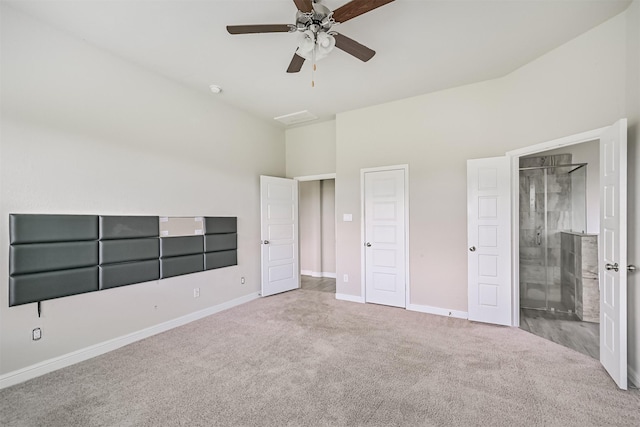 350 Selah Ct, Alvin, TX 77511 - unfurnished bedroom with carpet, ensuite bathroom, and a ceiling fan