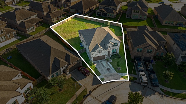 4507 Shallow Hill Ct, Houston, TX 77084 - aerial view of property's location with property parcel outlined and nearby suburban area