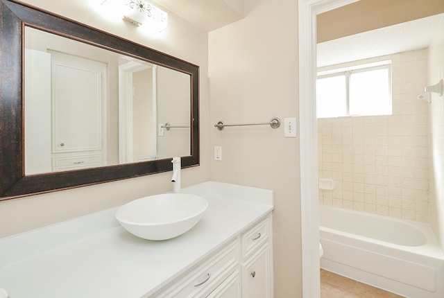 11703 Easterling Dr, Houston, TX 77065 - bathroom featuring vanity, shower / bathtub combination, and tile patterned flooring