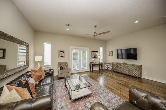 1239 W 22nd St Unit C, Houston, TX 77008 - living area featuring wood finished floors, ceiling fan, baseboards, and recessed lighting