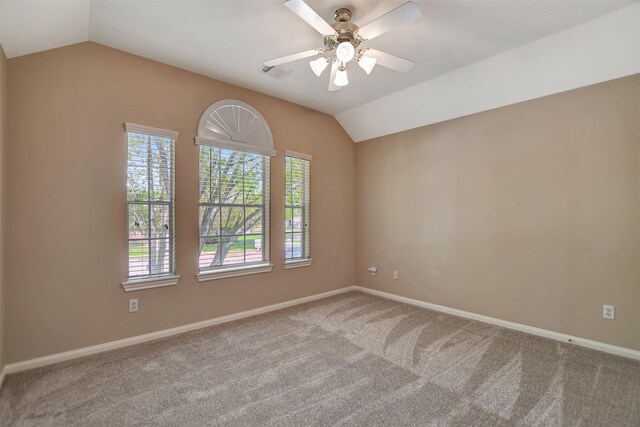 7818 Desert Canyon Ct, Houston, TX 77041 - carpeted empty room featuring lofted ceiling, baseboards, and ceiling fan