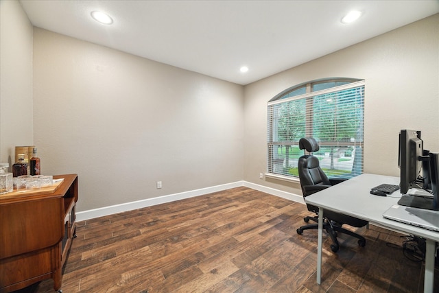 18411 S Raven Shore Dr, Cypress, TX 77433 - home office with wood finished floors and recessed lighting