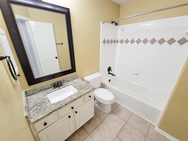 21123 Amber Crossing Dr, Richmond, TX 77406 - bathroom with vanity, toilet, washtub / shower combination, and tile patterned flooring