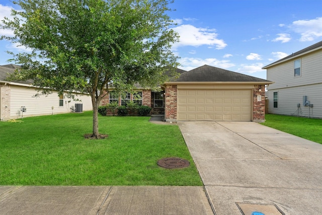 2611 Verano Dr, Richmond, TX 77406 - single story home featuring brick siding, a front yard, central AC, and concrete driveway