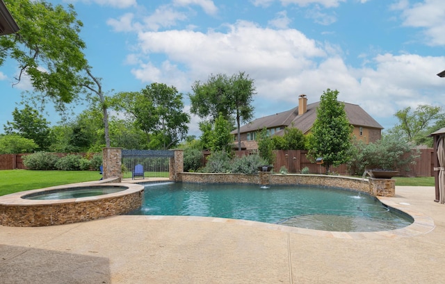 7 Fort Graham Ct, Missouri City, TX 77459 - view of pool with a fenced backyard, an in-ground hot tub, and a patio