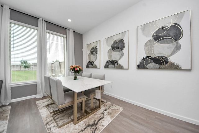 4214 Balboa Dr, Iowa Colony, TX 77583 - dining space featuring wood finished floors, baseboards, and recessed lighting
