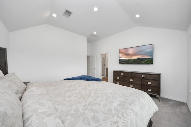 4214 Balboa Dr, Iowa Colony, TX 77583 - bedroom featuring lofted ceiling, light colored carpet, recessed lighting, and baseboards