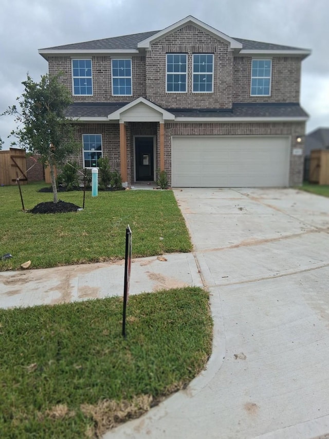 3603 Crosspointe Pass, Angleton, TX 77515 - view of front facade featuring an attached garage, brick siding, concrete driveway, and roof with shingles
