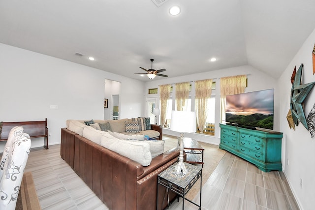 1311 Hudgins Pass, Richmond, TX 77469 - living room with a ceiling fan, baseboards, and recessed lighting