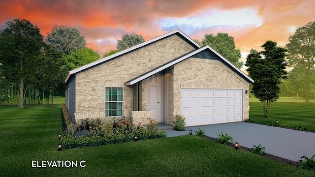 3644 Crosspointe Pass, Angleton, TX 77515 - view of front of house with brick siding, a front yard, concrete driveway, and an attached garage