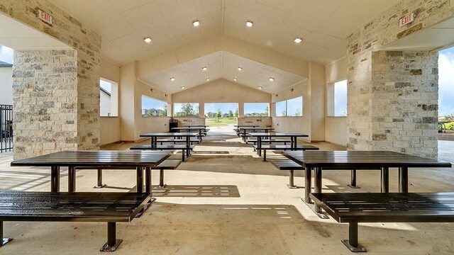 31811 Whittis Hill Way, Fulshear, TX 77441 - view of property's community with high vaulted ceiling and a patio area