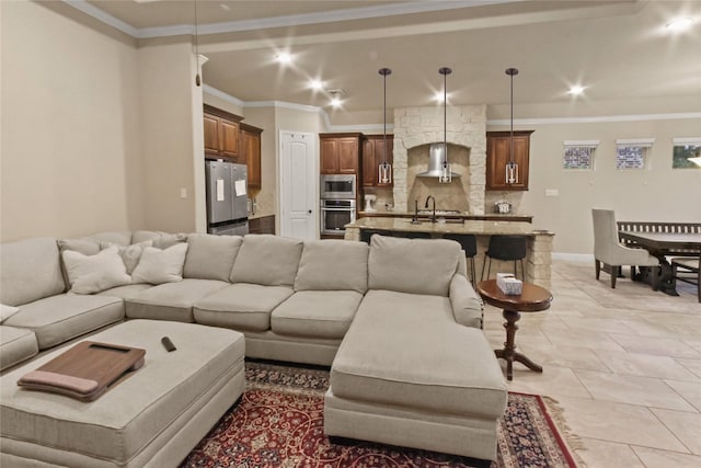 31428 Longwood Park Ln, Spring, TX 77386 - living area featuring ornamental molding and baseboards