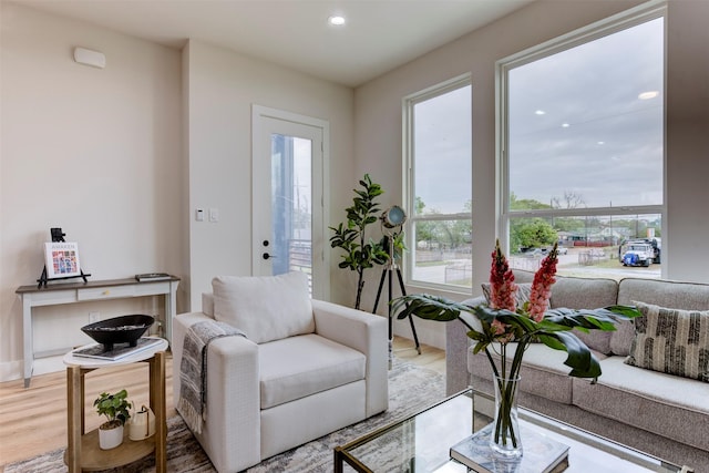 1306 Evelyn St, Houston, TX 77009 - living area featuring plenty of natural light, light wood-style flooring, and recessed lighting