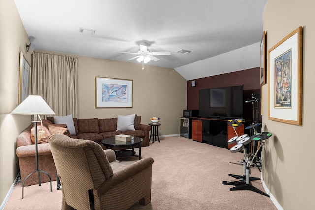 3 Forest Steppes Ct, The Woodlands, TX 77382 - living area featuring carpet, ceiling fan, and baseboards