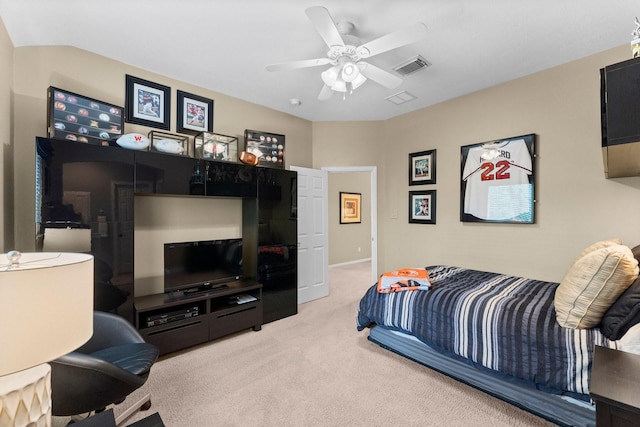 3 Forest Steppes Ct, The Woodlands, TX 77382 - bedroom featuring light colored carpet and a ceiling fan