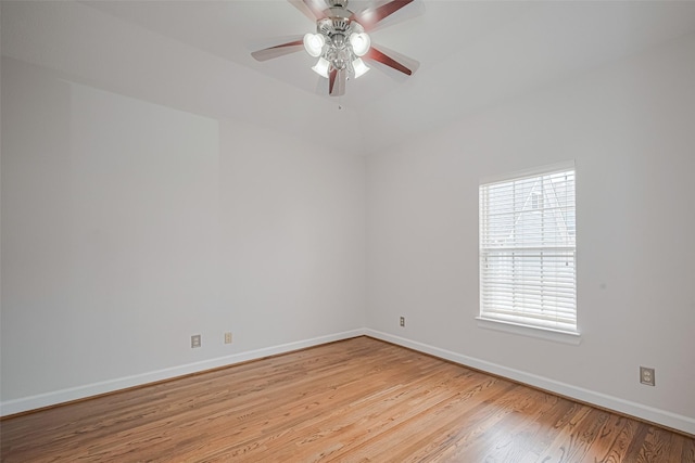 1108 W 22nd St, Houston, TX 77008 - empty room with baseboards, light wood-style flooring, and a ceiling fan