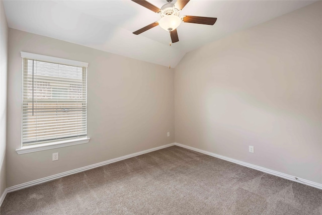 3677 Pinewood Bend Ln, Spring, TX 77386 - carpeted spare room with baseboards, a ceiling fan, and vaulted ceiling
