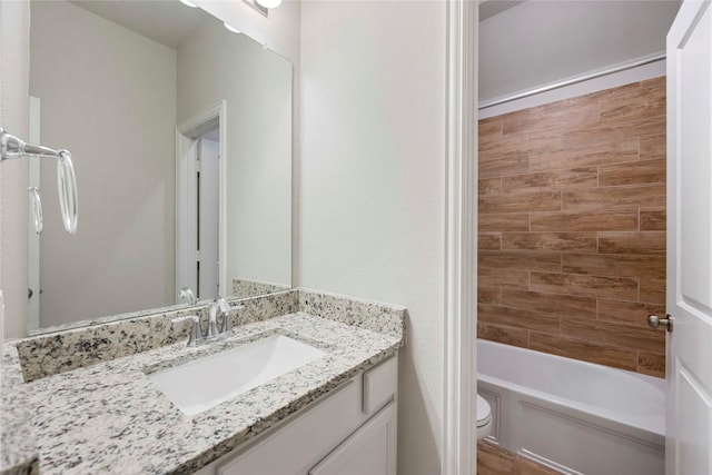 3677 Pinewood Bend Ln, Spring, TX 77386 - bathroom with vanity, toilet, and shower / bathtub combination