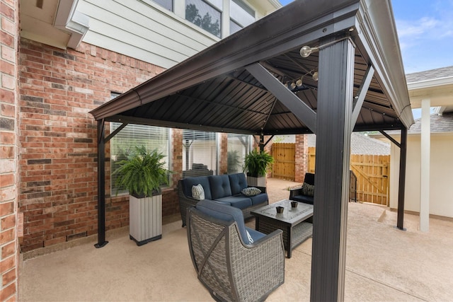 2153 Summit Mist Dr, Conroe, TX 77304 - view of patio with a gazebo and an outdoor living space