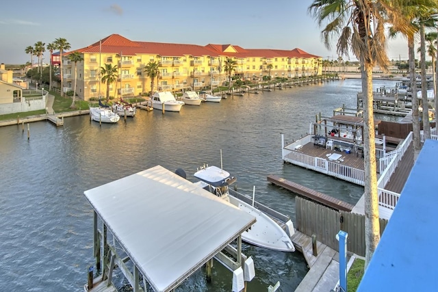14434 E Cabana St Unit 319, Corpus Christi, TX 78418 - dock with boat lift and a water view