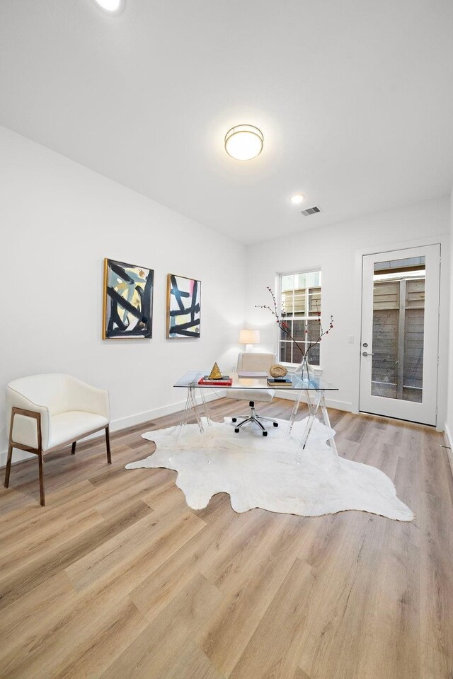 11120 Savannah Woods Ln, Houston, TX 77043 - office featuring wood finished floors, baseboards, and recessed lighting