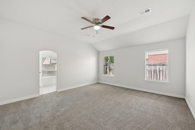 2707 Shawna Lyn Dr, Spring, TX 77373 - unfurnished room featuring lofted ceiling, carpet, and a ceiling fan