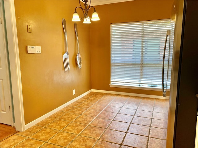 2478 Bering Dr Unit 2478, Houston, TX 77057 - spare room with tile patterned flooring, a chandelier, and baseboards