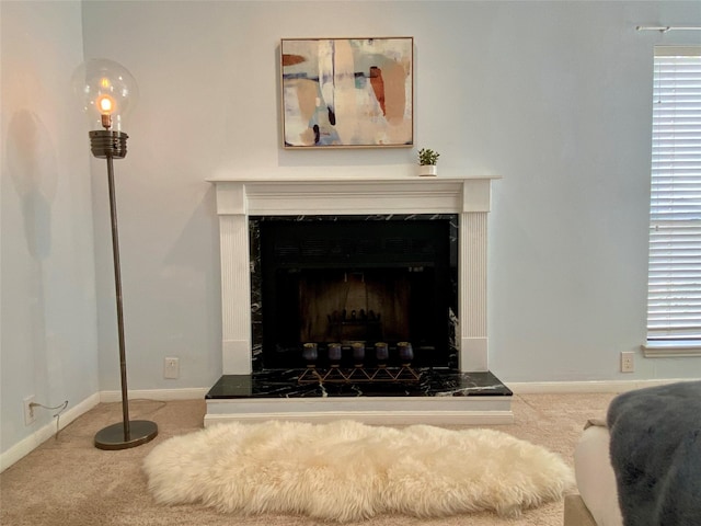 2478 Bering Dr Unit 2478, Houston, TX 77057 - detailed view of a high end fireplace, carpet flooring, and baseboards
