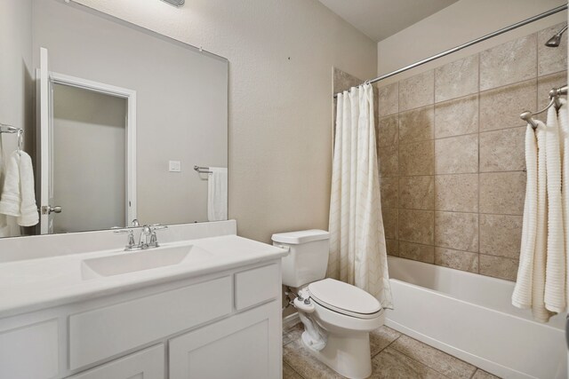 122 Jacobs Meadow Dr, Conroe, TX 77384 - full bathroom with toilet, vanity, shower / bath combination with curtain, and tile patterned floors