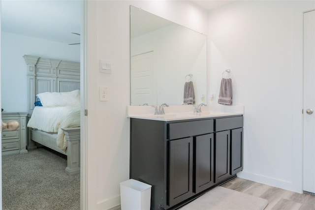 12327 Brandenburg Gate Dr, Houston, TX 77047 - ensuite bathroom featuring double vanity, wood finished floors, and baseboards