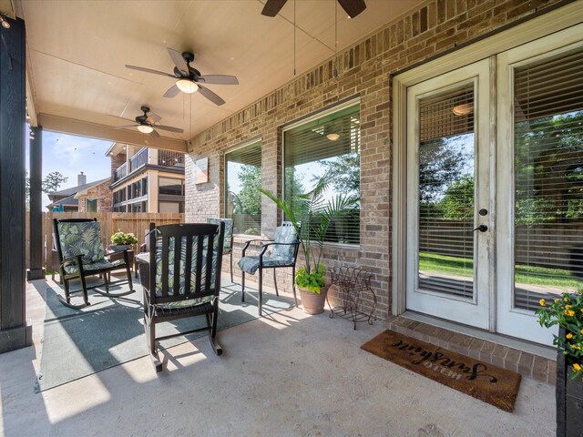 8322 Sands Bank Ln, Conroe, TX 77304 - view of patio / terrace with a ceiling fan and french doors