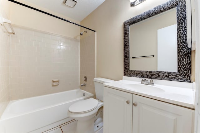 4035 Green Crst, Houston, TX 77082 - full bath featuring toilet, vanity, shower / bathtub combination, and tile patterned flooring