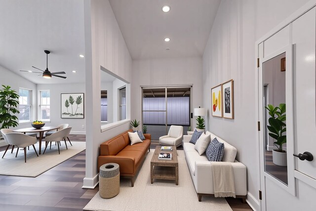 23426 Prairie Bird Dr, Spring, TX 77373 - living room with a ceiling fan and recessed lighting
