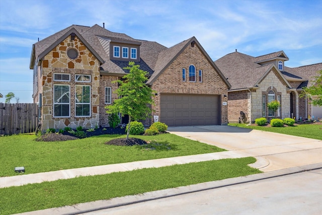 1861 Kenley Way, Alvin, TX 77511 - view of front facade with stone siding, concrete driveway, and a shingled roof