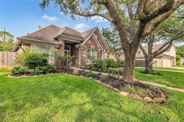 1930 Crisfield Dr, Sugar Land, TX 77479 - view of front of house with brick siding, a garage, and a shingled roof